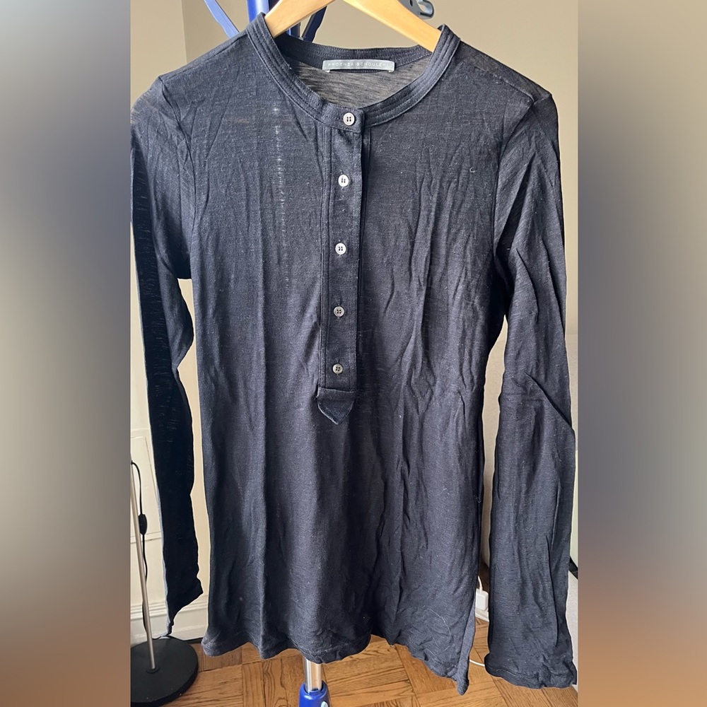 Proenza Schouler // Black Tissue Henley // L